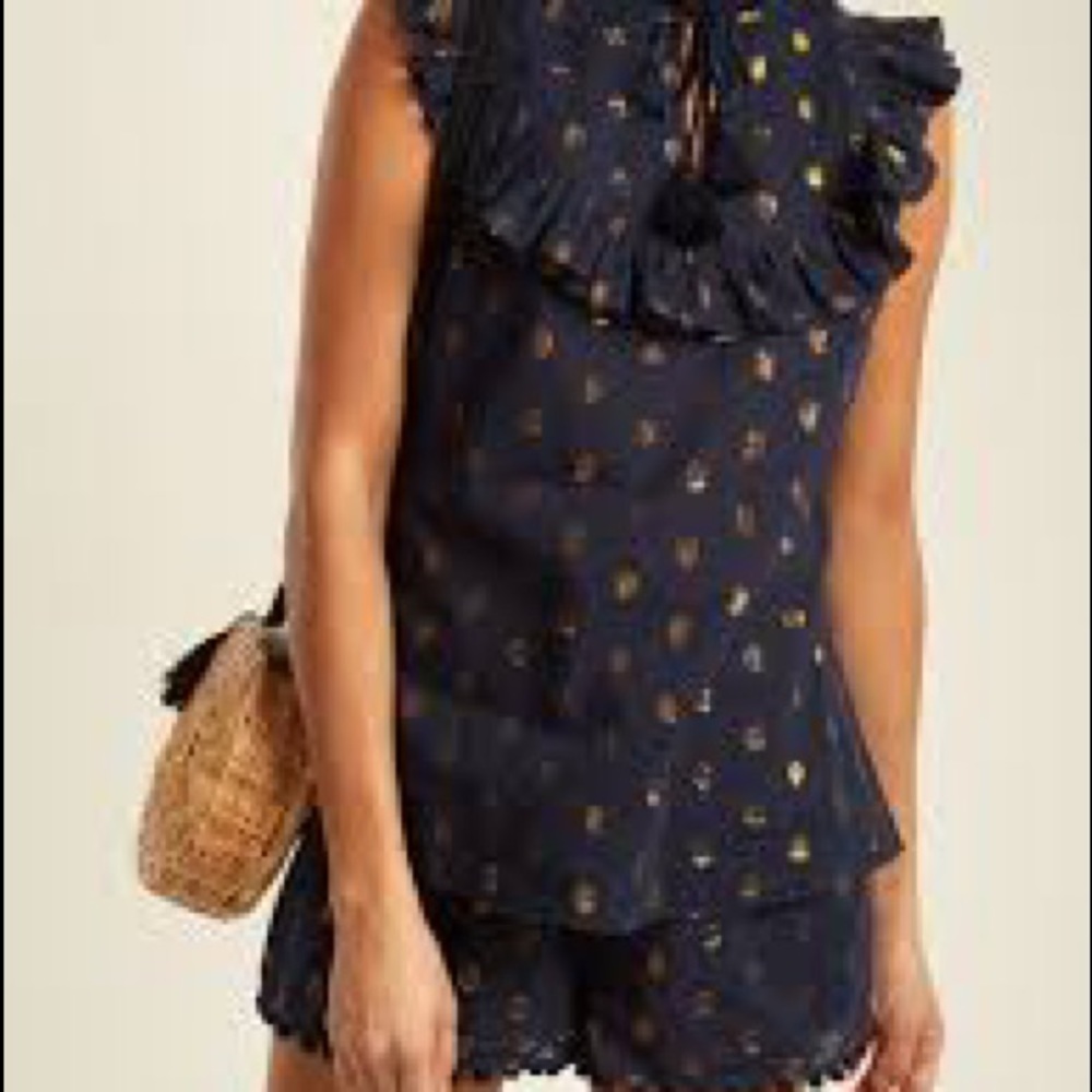 Lila polka dot top & short set.